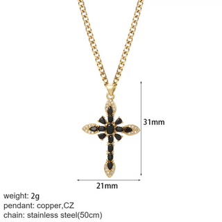 Goldener Kreuz-Damen-Anhänger mit Jesus-Amulett
