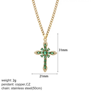 Goldener Kreuz-Damen-Anhänger mit Jesus-Amulett