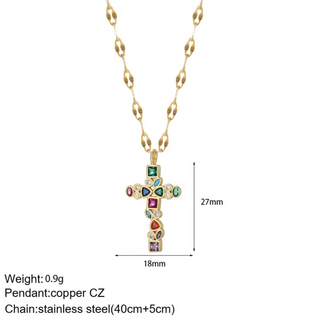 Goldener Kreuz-Damen-Anhänger mit Jesus-Amulett