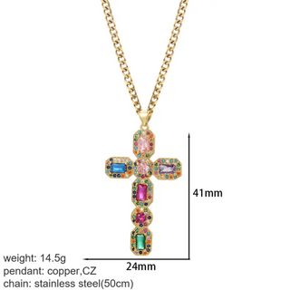 Goldener Kreuz-Damen-Anhänger mit Jesus-Amulett
