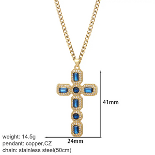Goldener Kreuz-Damen-Anhänger mit Jesus-Amulett