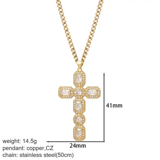 Goldener Kreuz-Damen-Anhänger mit Jesus-Amulett
