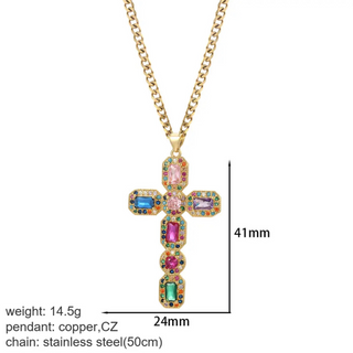 Goldener Kreuz-Damen-Anhänger mit Jesus-Amulett