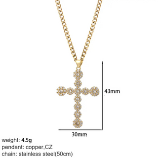 Goldener Kreuz-Damen-Anhänger mit Jesus-Amulett