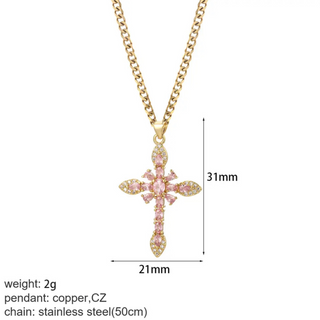 Goldener Kreuz-Damen-Anhänger mit Jesus-Amulett
