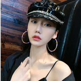 FYUAN Big Round Crystal Hoop Earrings for Women Bijoux Geometric Rhinestone Earrings Statement Jewelry Gifts
