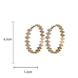 FYUAN Fashion Golden Round Hoop Earrings Geometric Rhinestones Crystal Earrings for Women Statement Jewelry