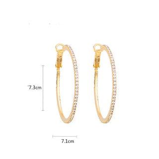 FYUAN Big Round Crystal Hoop Earrings for Women Bijoux Geometric Rhinestone Earrings Statement Jewelry Gifts