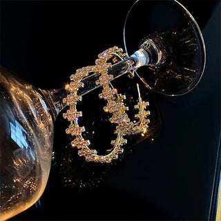 FYUAN Fashion Golden Round Hoop Earrings Geometric Rhinestones Crystal Earrings for Women Statement Jewelry