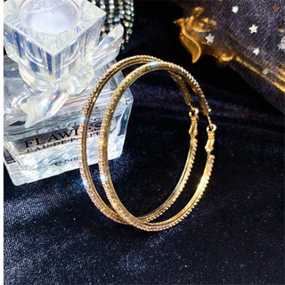 FYUAN Big Round Crystal Hoop Earrings for Women Bijoux Geometric Rhinestone Earrings Statement Jewelry Gifts