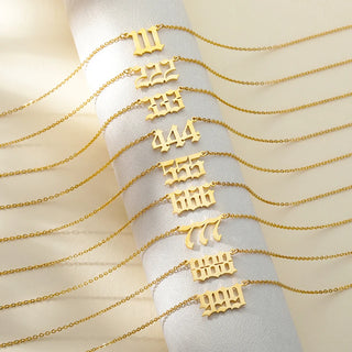 777 Angel Number Necklaces For Women Stainless Steel Couple Necklace Goth Chains Collar Choker Vintage Jewelry Aesthetic