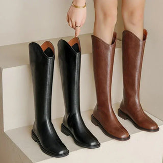 Frauen kniehohe Stiefel Leder Natur leder Damen Bootie Herbst und Winter Samt Western Stiefel Goth Schuhe lange Botas