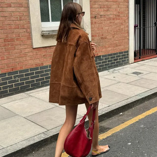 2024 Retro-Kragen einfarbig Damen mantel lässig einreihig lang ärmel ige Taschen jacke Herbst mode Pendler mäntel