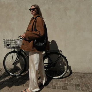 2024 Retro-Kragen einfarbig Damen mantel lässig einreihig lang ärmel ige Taschen jacke Herbst mode Pendler mäntel