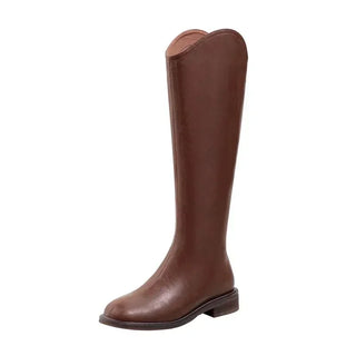 Frauen kniehohe Stiefel Leder Natur leder Damen Bootie Herbst und Winter Samt Western Stiefel Goth Schuhe lange Botas