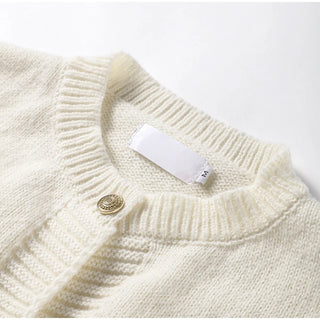 Feder gestrickte rote Strickjacke Frauen Mode einreihige lose O-Ausschnitt Langarm pullover Party Casual Club Chic Oberbekleidung