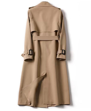 Fashion Women Belt Trench Coat British Style Autumn Winter Lapel Jacket Casual Elegant Medium Length Coats Female Slim Windbreak