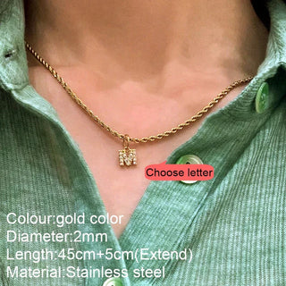 Women Initial Necklace golden Small Bling Letter Girl Chain Choker Stainless Steel Layered Collar Pendant jewelry 2024
