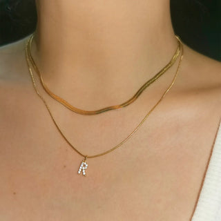 Women Initial Necklace golden Small Bling Letter Girl Chain Choker Stainless Steel Layered Collar Pendant jewelry 2024
