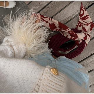 Feder gestrickte rote Strickjacke Frauen Mode einreihige lose O-Ausschnitt Langarm pullover Party Casual Club Chic Oberbekleidung
