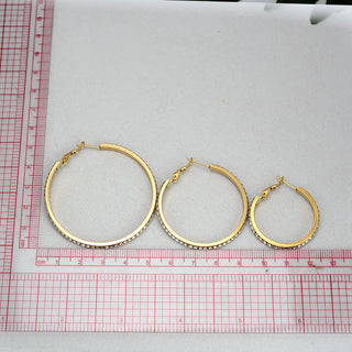 2PC Stainless Steel Luxury CrystaL CZ 3-5CM Big Circle Hoop Earrings for Women Charms Fashion Design Party Wedding Jewelry Gifts